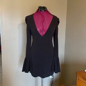 Free People Talk About It Black Long Sleeve Mini Dress (Size XS)